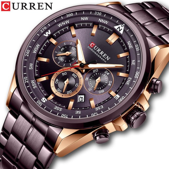 CURREN Chronograph Armbanduhr, Edelstahl, Blau, Quarz, Herren - Bild 1