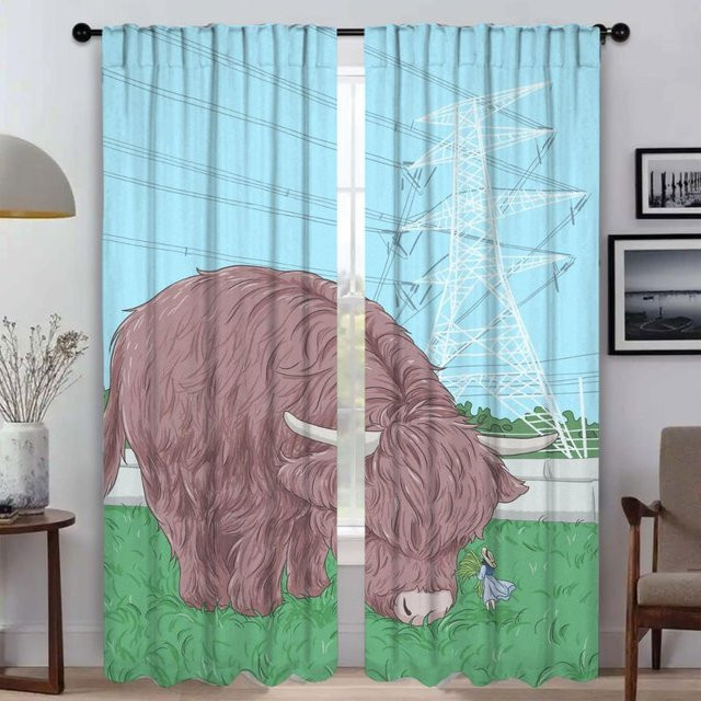 Verdunkelungsvorhänge aus Tüll für Wohnzimmer und Schlafzimmer, 2 Stück, Blau, B: 50 cm, H: 70 cm - Bild 1