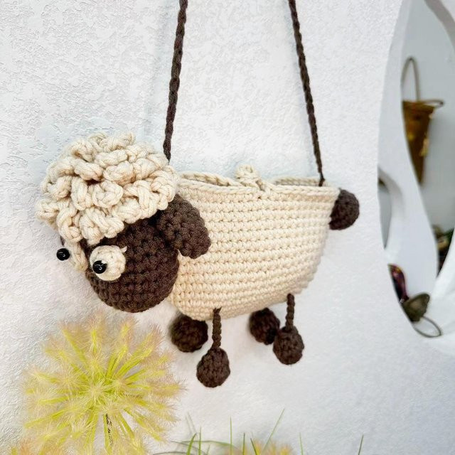 Kinder Umhängetasche Strickwolle, Schaf, One Size - Bild 1