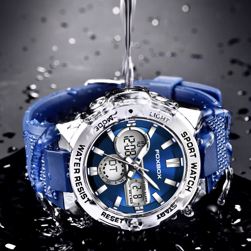 LIGE Digitaluhr, Quarz, Silikon, Blau, Herren - Bild 3