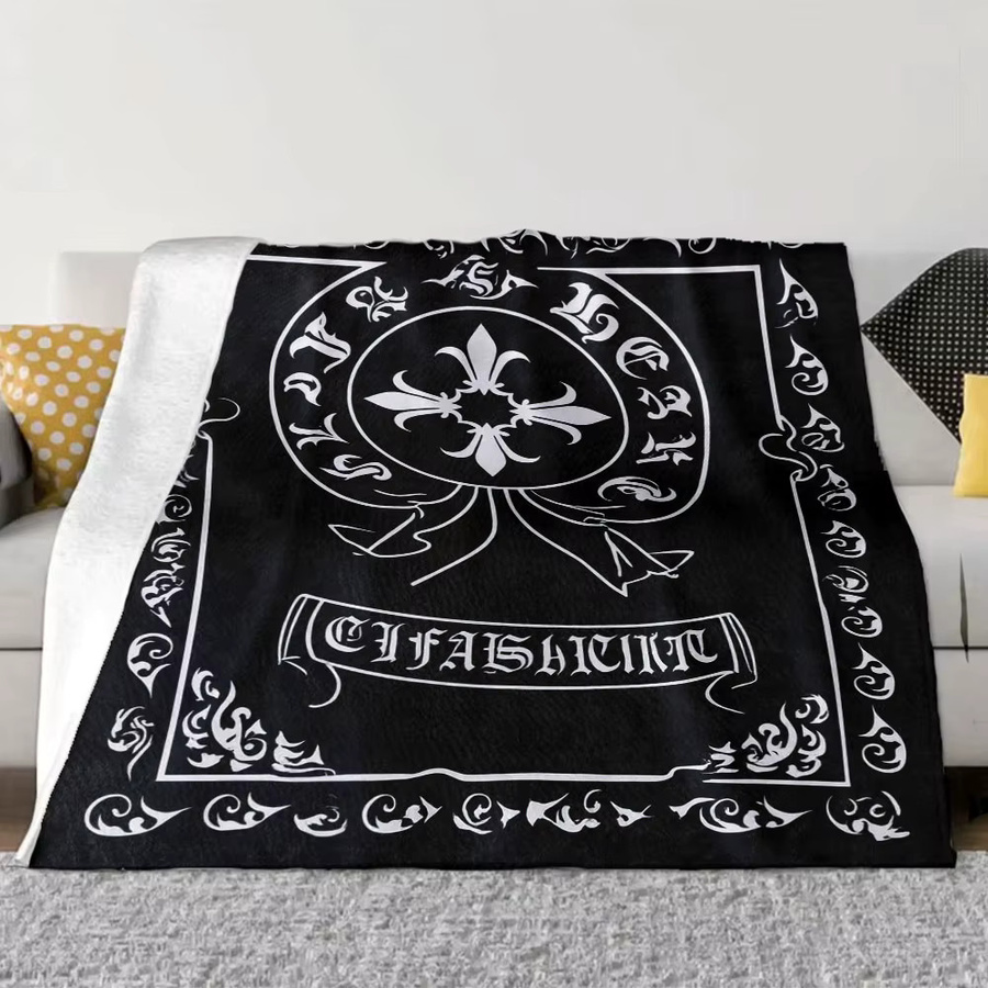 Gothic Fleur-de-Lis Überwurfdecke mit heraldischem Ornament-Design in Schwarz-Weiß aus Polyester - Bild 3