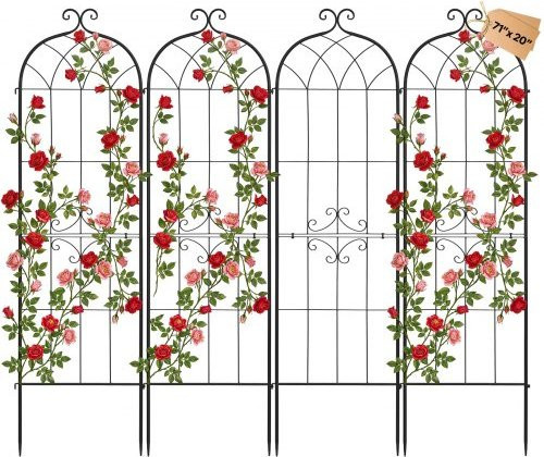 VEVOR Garten Rankgitter Set für Rosen und Pflanzen, 4er Pack, Pulverbeschichtet, Höhe: 180 cm, Breite: 52,5 cm - Bild 1
