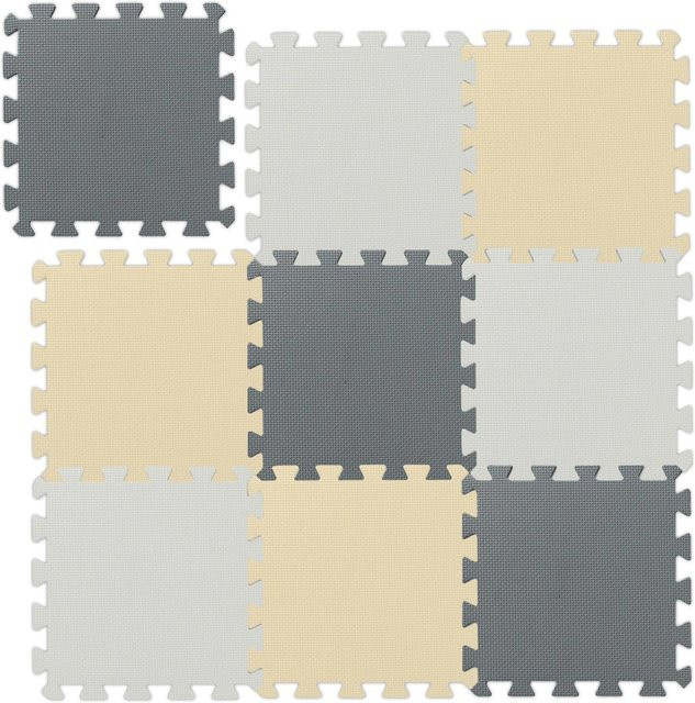 Relaxdays Puzzlematte aus EVA Schaumstoff in Beige, Weiß und Grau, rutschfest und weich, B/T: 87 x 87 cm - Bild 1