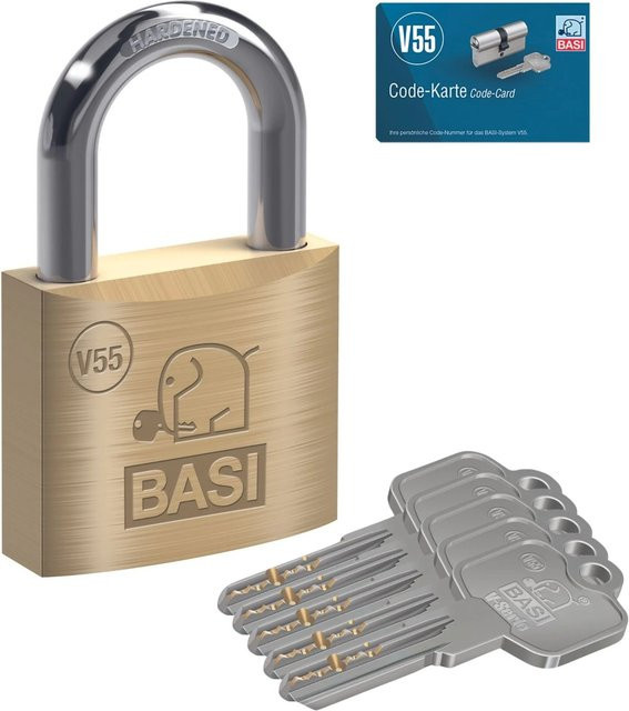 BASI Profilzylinder V55 Vorhangschloss aus Messung in Gold, Breite: 50 mm - Bild 1