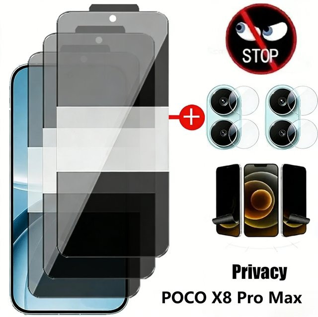 Xiaomi Anti-Spionage Sichtschutzfolie und Kameralinsen-Schutzfolie Set für Poco X8 Pro Max und Redmi Turbo 5 Max, Transparent - Bild 1