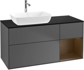 V&B Finion Waschtischunterschrank mit Wandbeleuchtung und Regal in Anthrazit Matt, Breite: 120 cm, Tiefe: 50,1 cm, Höhe: 50,1 cm - Bild 1