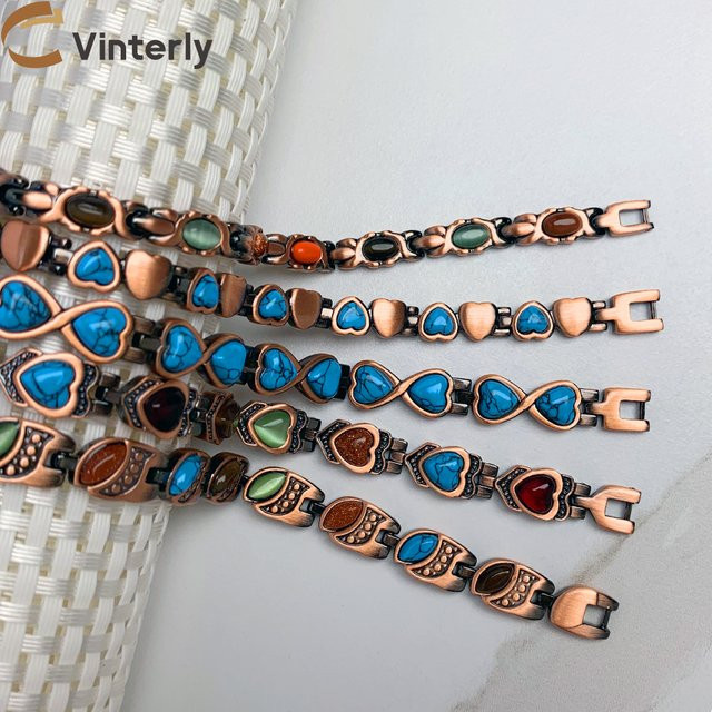 Vinterly Armband, Kupfer, Herz, blauer Stein, Damen, 22 cm - Bild 1