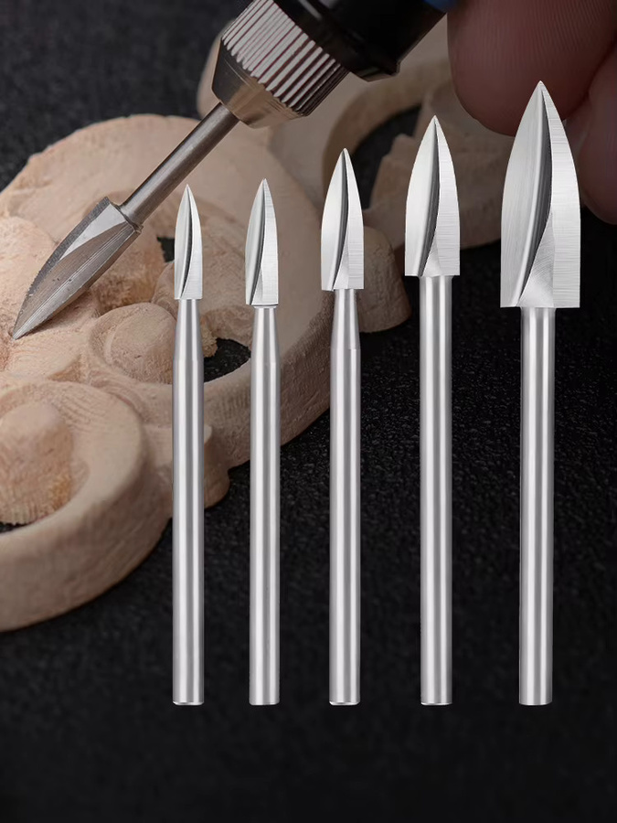 CMCP 5-teiliges Holzschnitz-Bohrer-Set für Dremel-Drehwerkzeuge mit 3 mm Schaft, Gravurbohrer Zubehör für DIY-Schnitzarbeiten - Bild 6