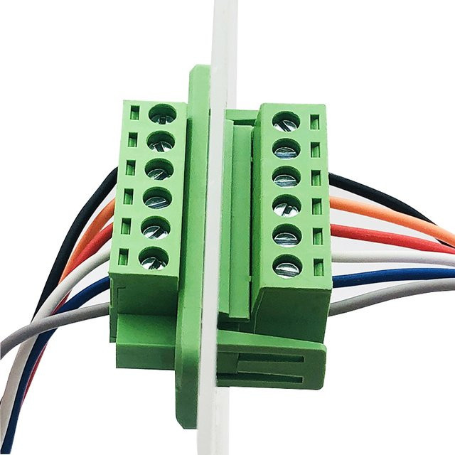 E-SIMPO Durchgangswand-Fixpanel Set 2EDGWC+KM+KPM Lötfreier Docking-Steckverbinder mit Flanschrahmen in Grün, 5.08mm Pitch, 2-24P - Bild 1