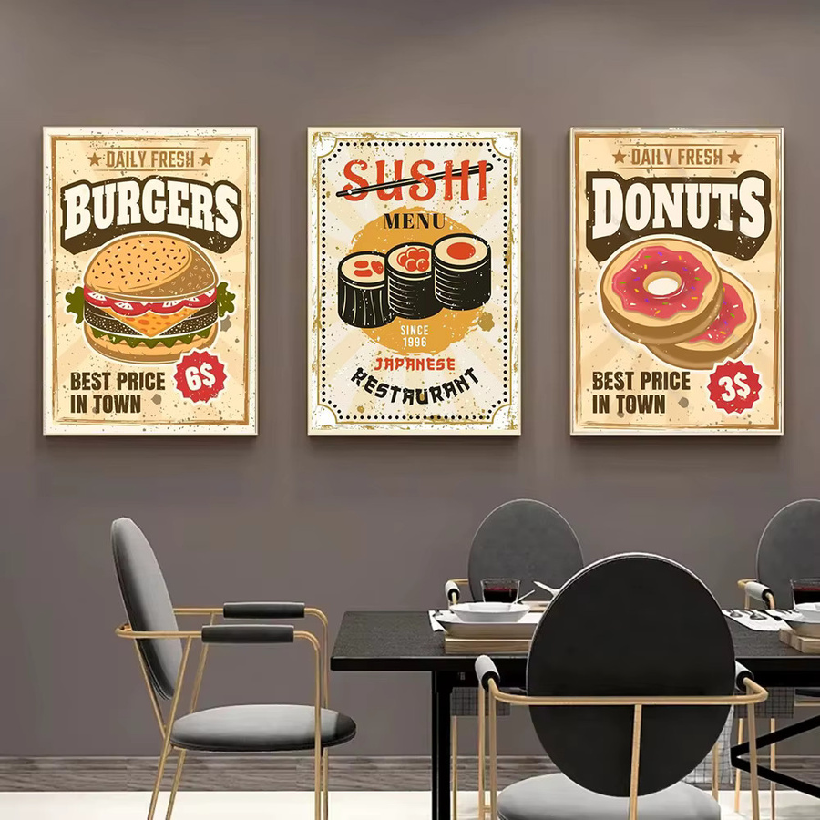 QIZITENG 5D Diamantmalerei Vintage Essen Poster als DIY Mosaik Stickerei mit Hamburger und Sushi Motiv in Multicolour - Bild 2