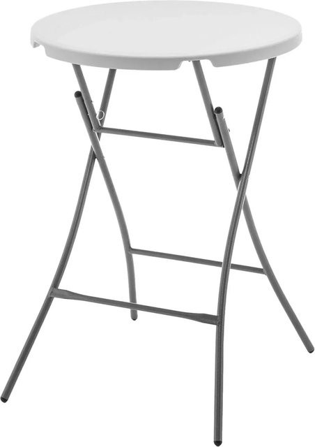 KARAT Klapptisch Nagano Runder Gartentisch in Weiß, Faltbarer Stehtisch aus Pulverbeschichtetem Stahl und Kunststoff, Durchmesser: 80 cm - Bild 1