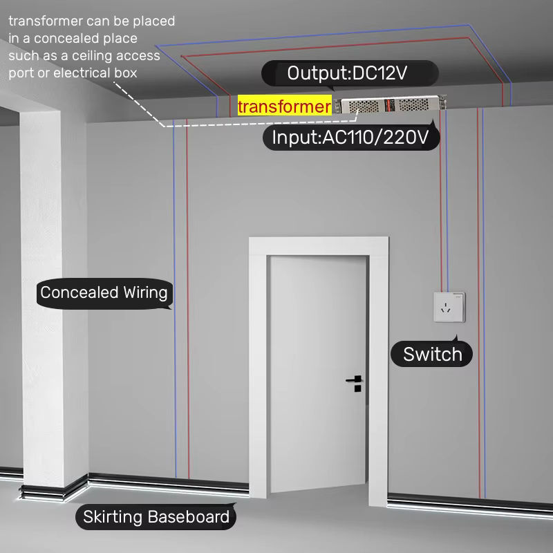 Khelse LED Aluminium Sockelleiste Silber zur Einbau-Hintergrundbeleuchtung als Eck-Profil - Bild 5