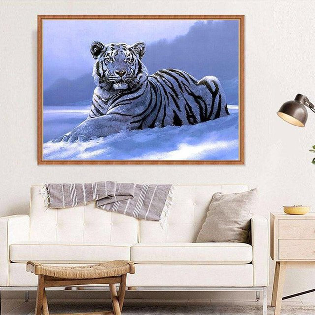 FIYO Diamant-Stickerei Schneetiger Mosaik-Malerei mit Strass, Blau, B x H: 30 x 20 cm - Bild 1