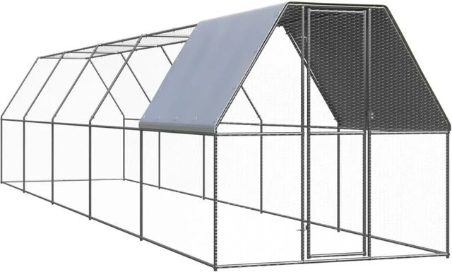 vidaXL Outdoor-Hühnerkäfig aus verzinktem Stahl in Silber, B/T/H: 10 x 2 x 2 m - Bild 1