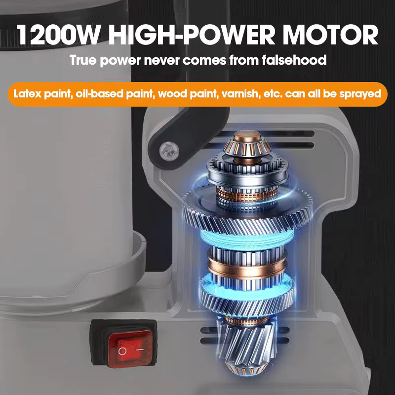 Shouyiyoupin Airless Farbspritzmaschine mit 1200 W Leistung und 2 l Fassungsvermögen, tragbare elektrische Spritzpistole für Heimprojekte - Bild 3