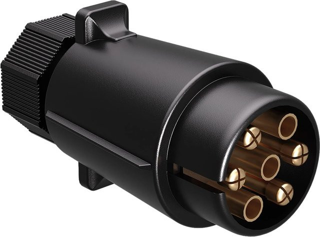 Wiltec 7-poliger Anhängerstecker Typ N in Schwarz für Kfz-Anhänger - Bild 1