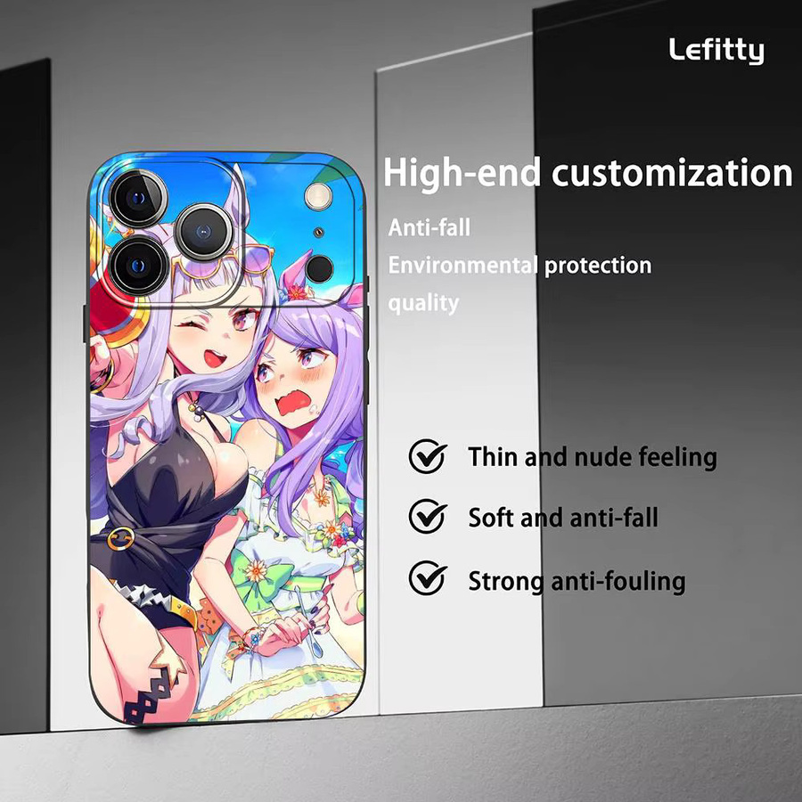 Anime Umamusume Handyhülle für iPhone 11 bis 17 Pro Max Plus Mini Schwarz Frosted Soft Shell - Bild 2