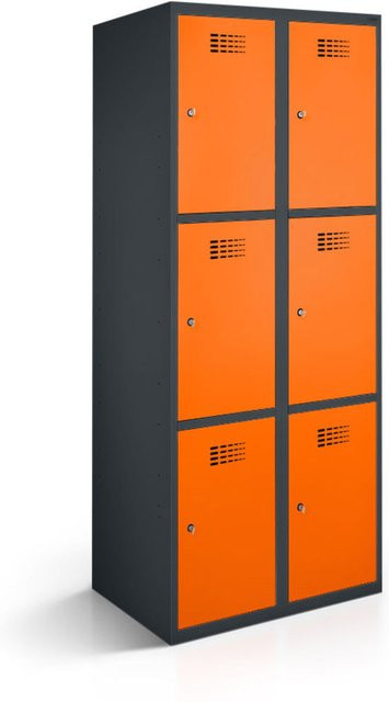 rotstahl Fächerschrank mit 6 Fächern in Orange und anthrazitgrauem Korpus, B/T/H: 80 x 50 x 180 cm - Bild 1