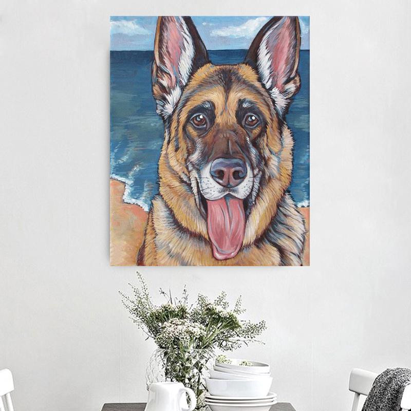 FIYO Diamond Painting Set Polizeihund als DIY Diamant Stickerei Mosaik Dekoration, Mehrfarbig, Breite: 20 cm, Höhe: 30 cm - Bild 2