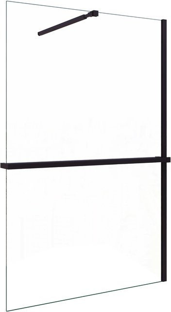 AICA Walk In Duschwand aus ESG-Glas mit Stabilisator und Duschregal, Schwarz, B: 140 cm, H: 200 cm - Bild 1