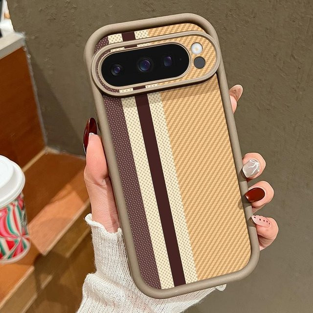 Stoßfeste TPU-Handyhülle mit Gittermuster für Google Pixel 9a in Beige - Bild 1