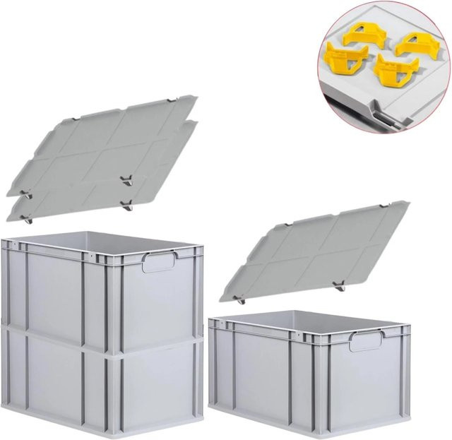 PROREGAL Spar Set mit 3x Eurobox Nextgen Economy in Gelb inklusive Auflagedeckeln und 4x Schiebeschnappverschlüssen, H x B x T: 32 x 40 x 60 cm - Bild 1