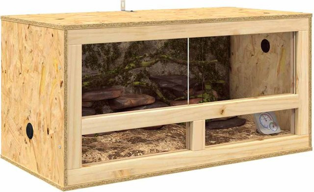 Terrarium Yiwydaa aus OSB-Holz und Glas in Braun, B/T/H: 80 x 40 x 40 cm - Bild 1