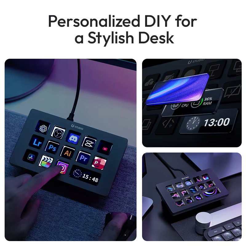 Ulanzi D200H Deck Dock KI-gesteuerter Büro-Streaming-Controller in Schwarz für Computer und intelligente Live-Übertragungsräume - Bild 3