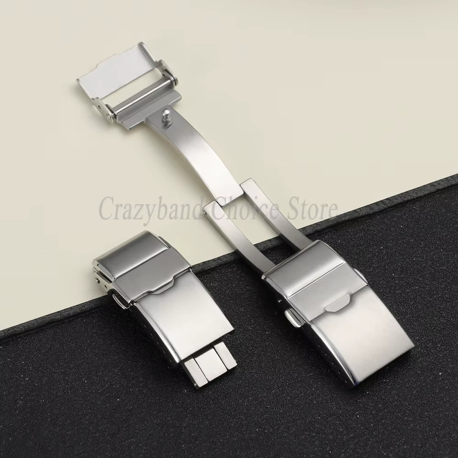 crazyband Uhrenschließe Faltschließe, Edelstahl, Silber, Unisex, 18mm 16mm - Bild 3