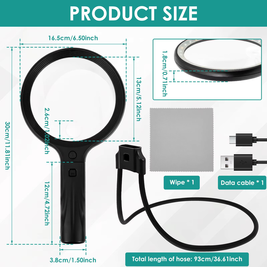 willkey LED-Handlupe, Schwarz - Bild 6