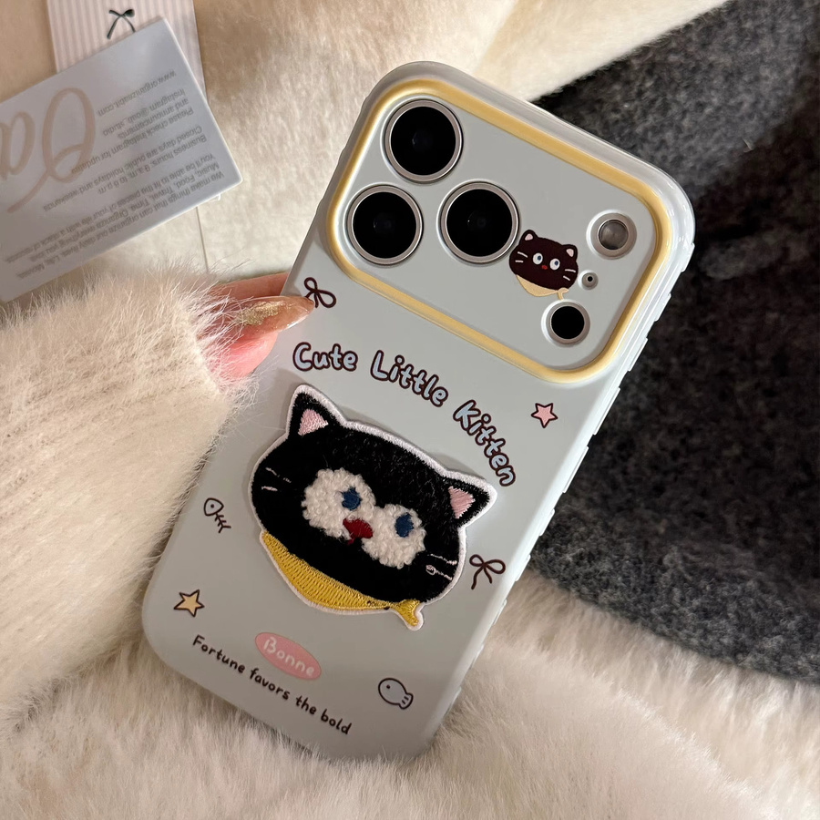 MUQGEW Stoßfeste Schutzhülle mit Koreanischer Cartoon Stickerei Katze und Schwein für iPhone 17 16 15 14 13 Pro Max - Bild 3