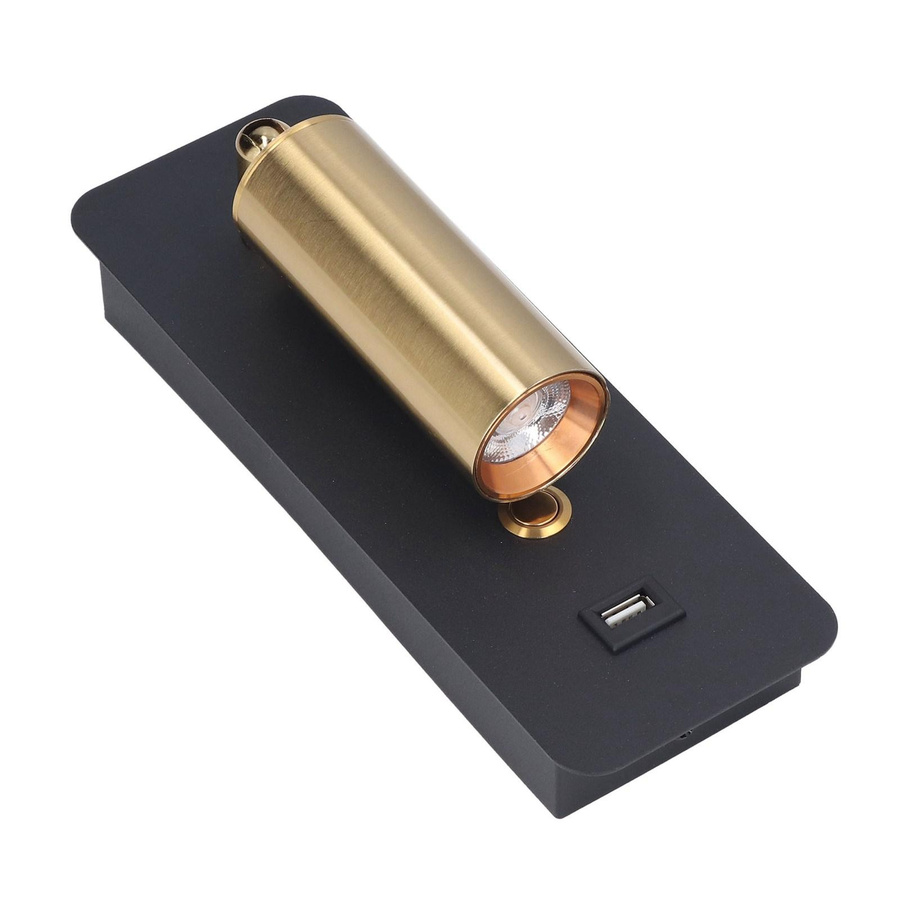 Tomshine Minimalistische LED Wandleuchte mit USB-Ladefunktion und Schalter in Schwarz und Gold - Bild 3