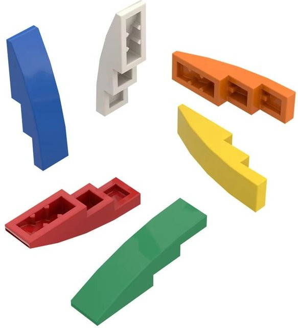 JIAJIALE 10er Set Gebogene 4x1 Blöcke in Orange als Zubehör für DIY Spielzeug Montage Teile aus Kunststoff - Bild 1