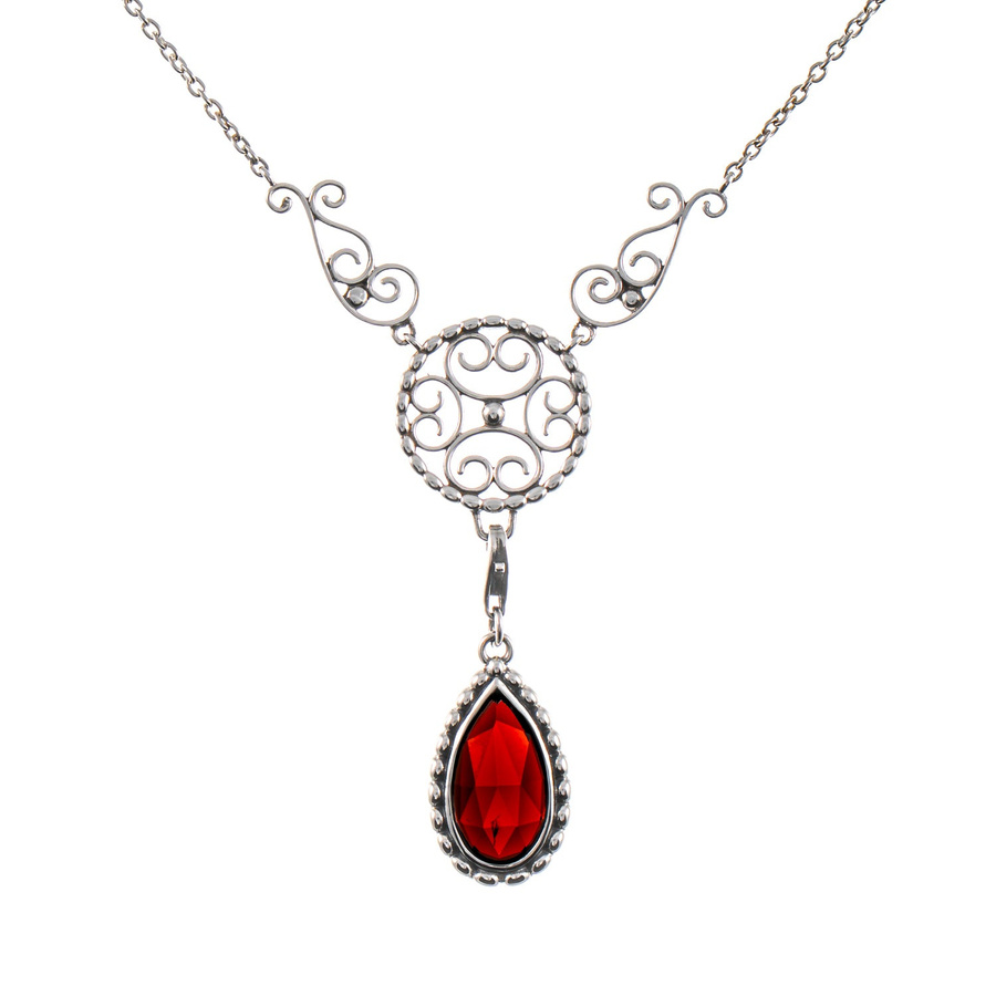 Collier Signature, 925 Silber geschwärzt, Granat, Unisex - Bild 1