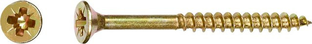 LUX-TOOLS Senkkopf Spanplattenschraube mit PZ-Antrieb, Durchmesser: 4 mm, Länge: 35 mm, verzinkter Stahl in Gold/Gelb, 200 Stück - Bild 1