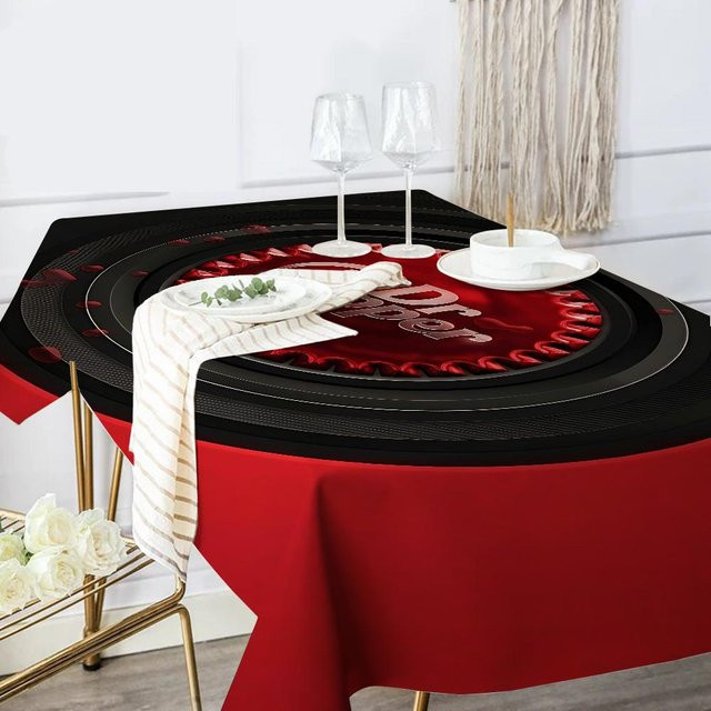Beau Maison Tischdecke aus Polyester in Rot, dekorativ und fleckbeständig, B/B: 90 x 140 cm - Bild 1