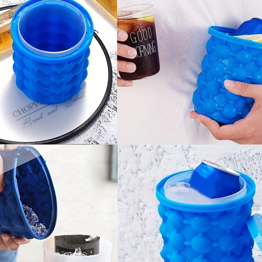 YC Direct Tragbarer Zwei-in-Eins Eiswürfelbehälter und 3D-Eiswürfelform in Blau - Bild 5