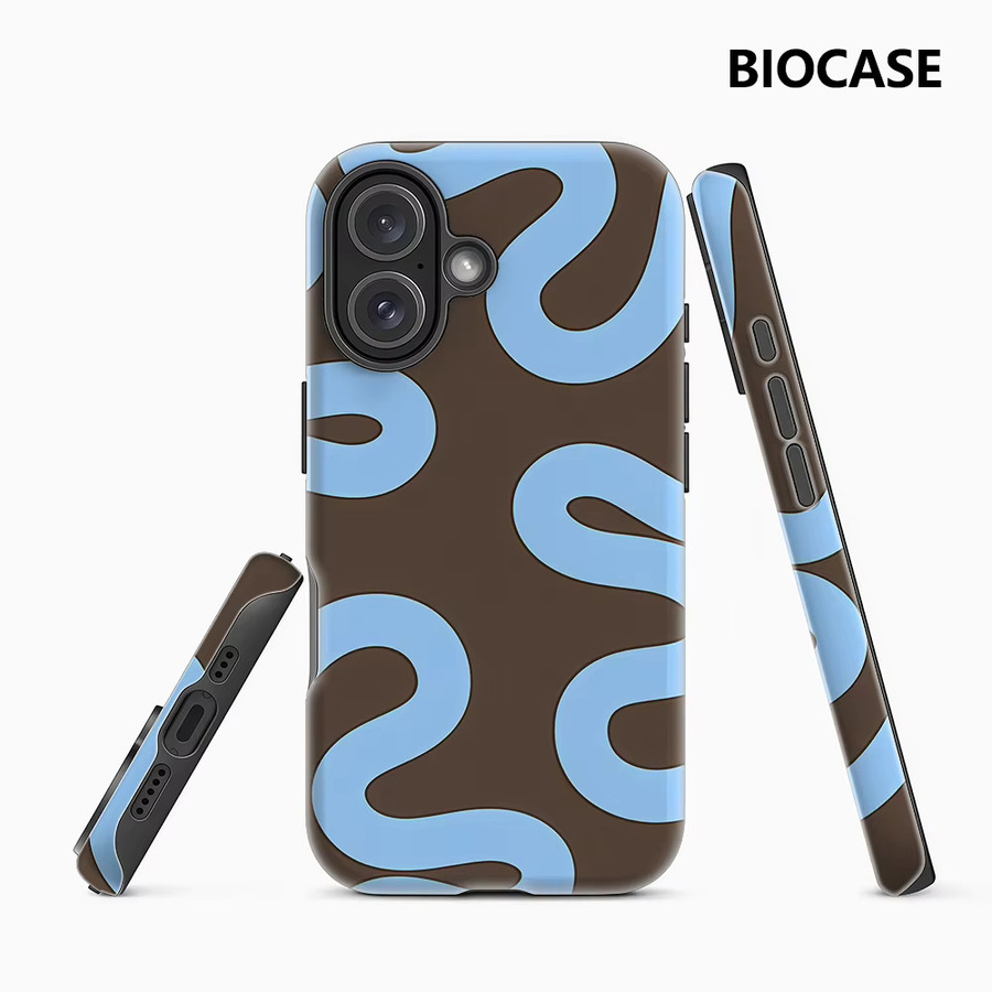 BioCase 2-in-1 MagSafe Handyhülle Wavy für iPhone 17 16 15 14 13 12 Pro Max in Braun Hellblau - Bild 2
