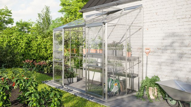 Vitavia Anlehn-Gewächshaus Ida 3300 aus Aluminium Eloxiert mit 3,3 m² und ESG-Sicherheitsglas - Bild 1