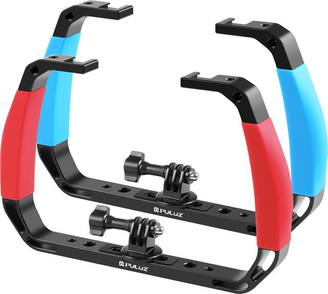 PULUZ Dual Silikon Griff Aluminium Legierung Tablett Stabilisator Rig für Unterwasser Kamera Gehäuse und GoPro DSLR - Bild 1