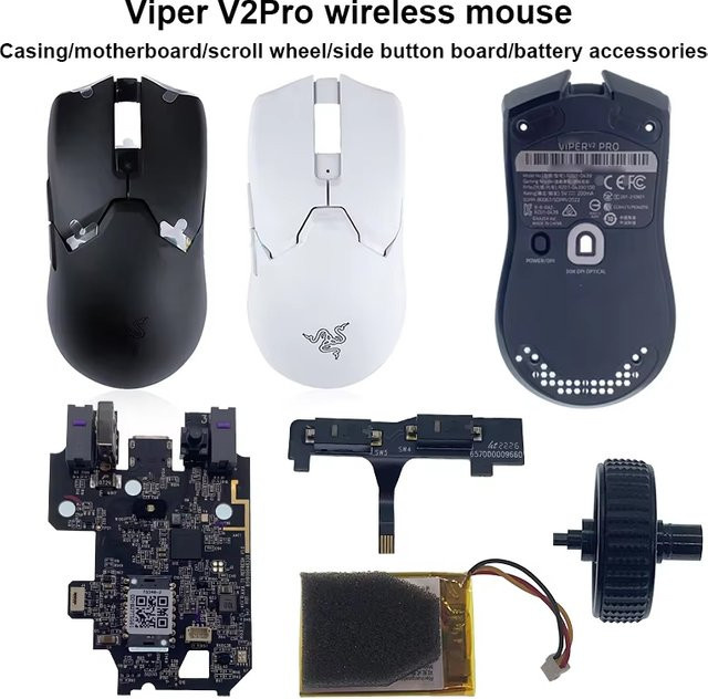 Viper V2 Pro Wireless Gaming Mouse Ersatzteil-Set für Motherboard, Batterie, Roller und Seitentaste in Schwarz - Bild 1
