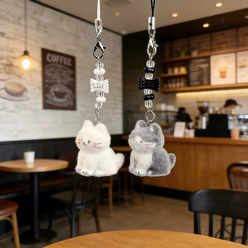 Kawaii Cartoon Katzen Handykette mit Kätzchen-Anhänger und Schlüsselband als süßer Taschenanhänger oder Schlüsselanhänger - Bild 2