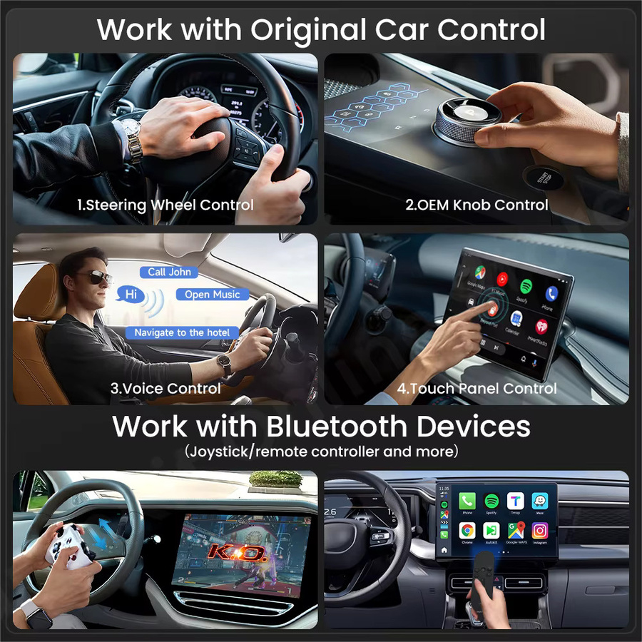 Carlinkit SM6225 TV-Box Android 13 mit Qualcomm 8-Kern, Wireless Android Auto und CarPlay Adapter für YouTube und Netflix, Schwarz - Bild 4