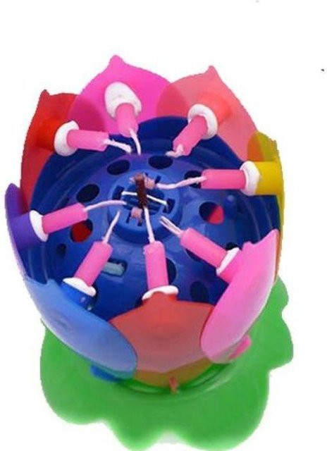 LG-EXPRO Musikalische Drehende Geburtstagskerze in Form einer Lotusblume, bunt - Bild 1