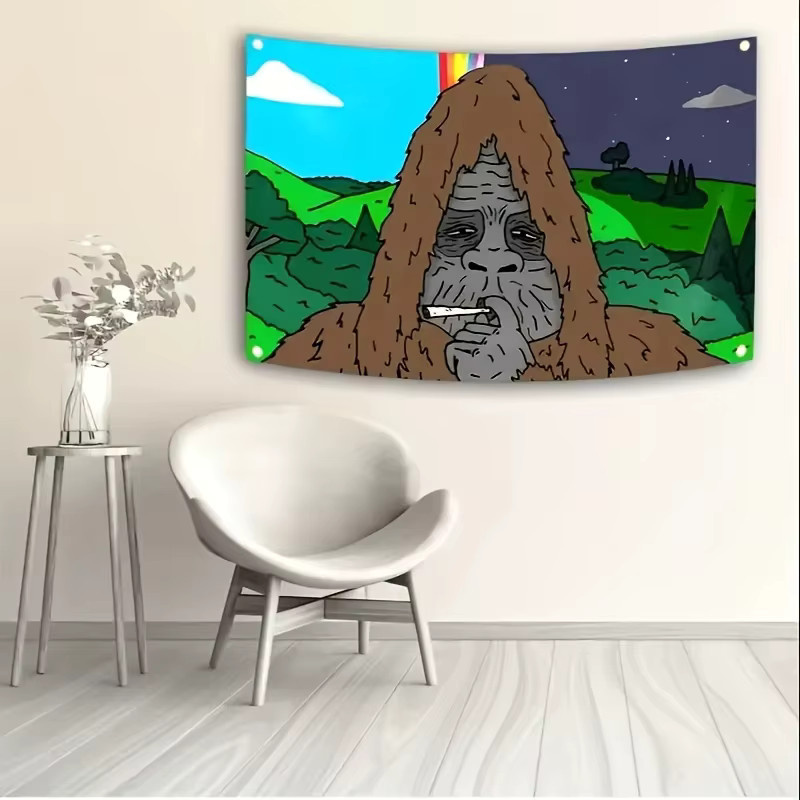 VIKAMA Wandteppich Rauchender Gorilla mit Grafik-Aufdruck in Multicolour als moderne Wanddekoration - Bild 2