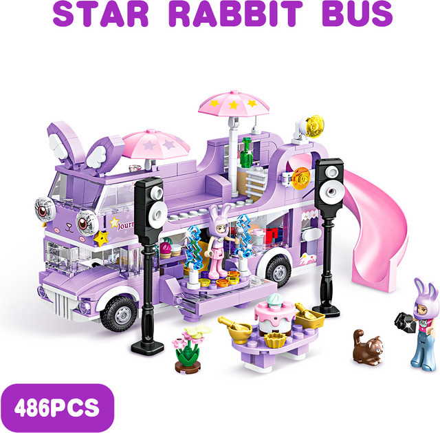 ZKZC Doppel-Storey Star Rabit Bus Bausteine, 486 Teile, Lila - Bild 1