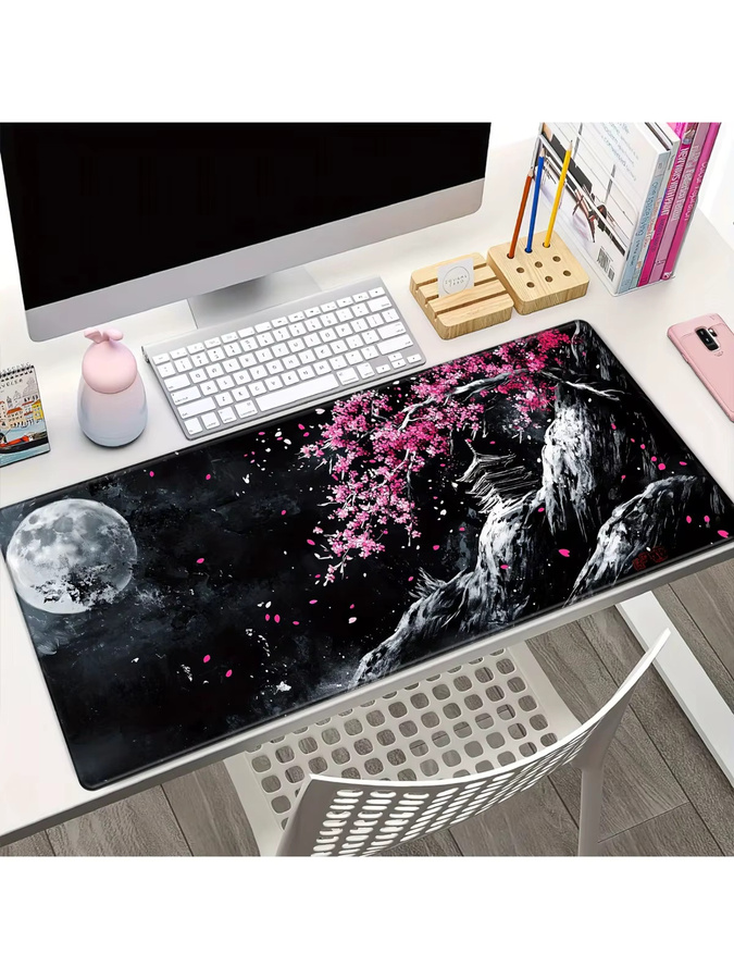 Potdemiel XXL Schreibtischunterlage aus Leder im japanischen Kirschblüten-Design - Bild 6