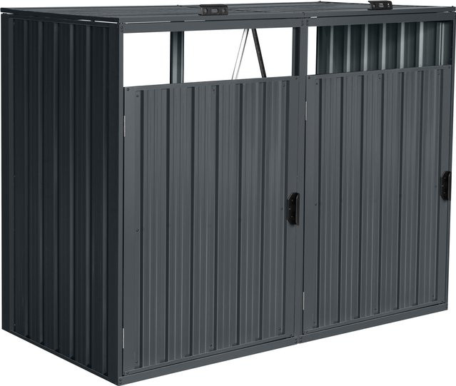 HOME DELUXE Mülltonnenbox CUBO zweitürig für 2 x 240 L in Grau - Bild 1