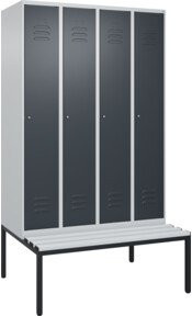 C+P Spind Classic PLUS Garderobenschrank mit Sitzbank, 4 Abteile, Lichtgrau und Anthrazit, B/T/H: 212 x 120 x 81,5 cm - Bild 1