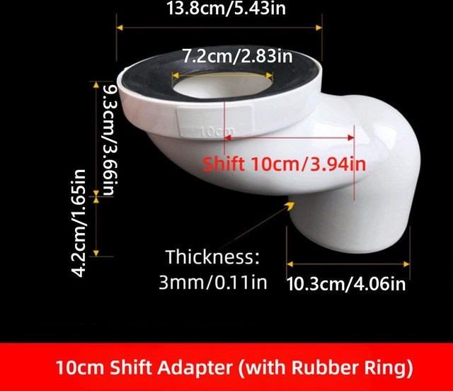 Laijing Toilettenspülrohr Offset-Flanschadapter mit Offset-Design aus Kunststoff, Weiß, 110 mm - Bild 1